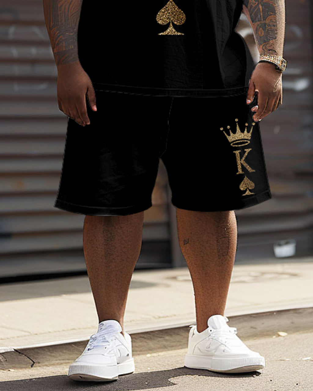 Big & Tall Graphic Streetwear T-Shirt Shorts Set for big men view 3