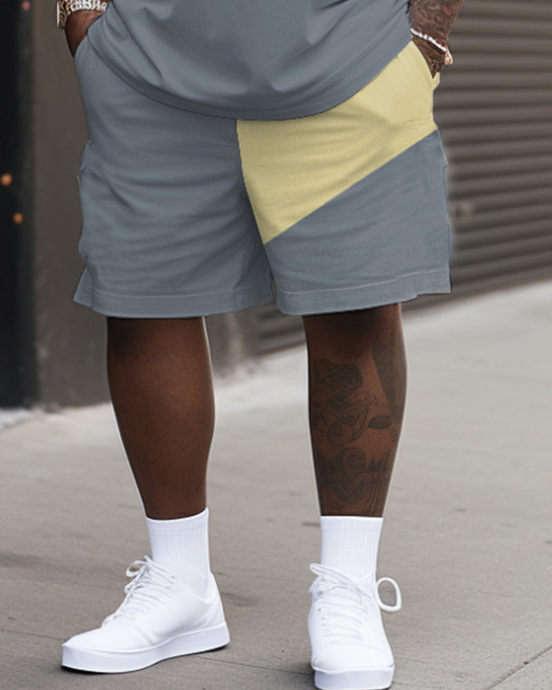 Big & Tall Colorblock Graphic T-Shirt Shorts Set for big men view 3