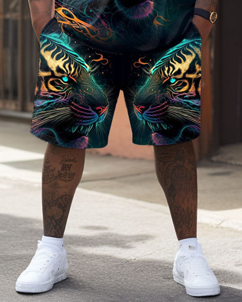 Big & Tall Graphic Streetwear T-Shirt Shorts Set for big men view 3