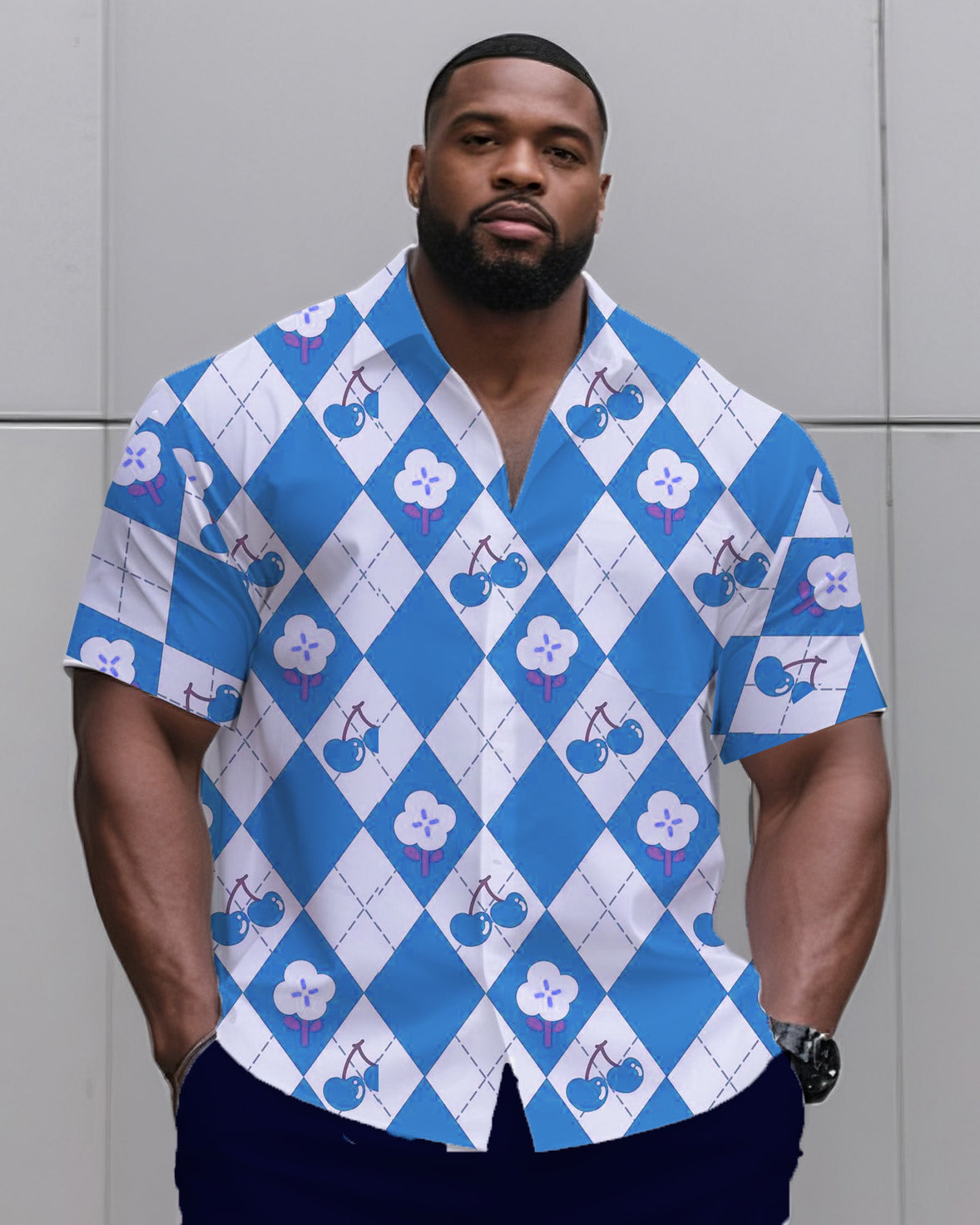 Big & Tall Graphic T-Shirt Shorts Set for big men view 5