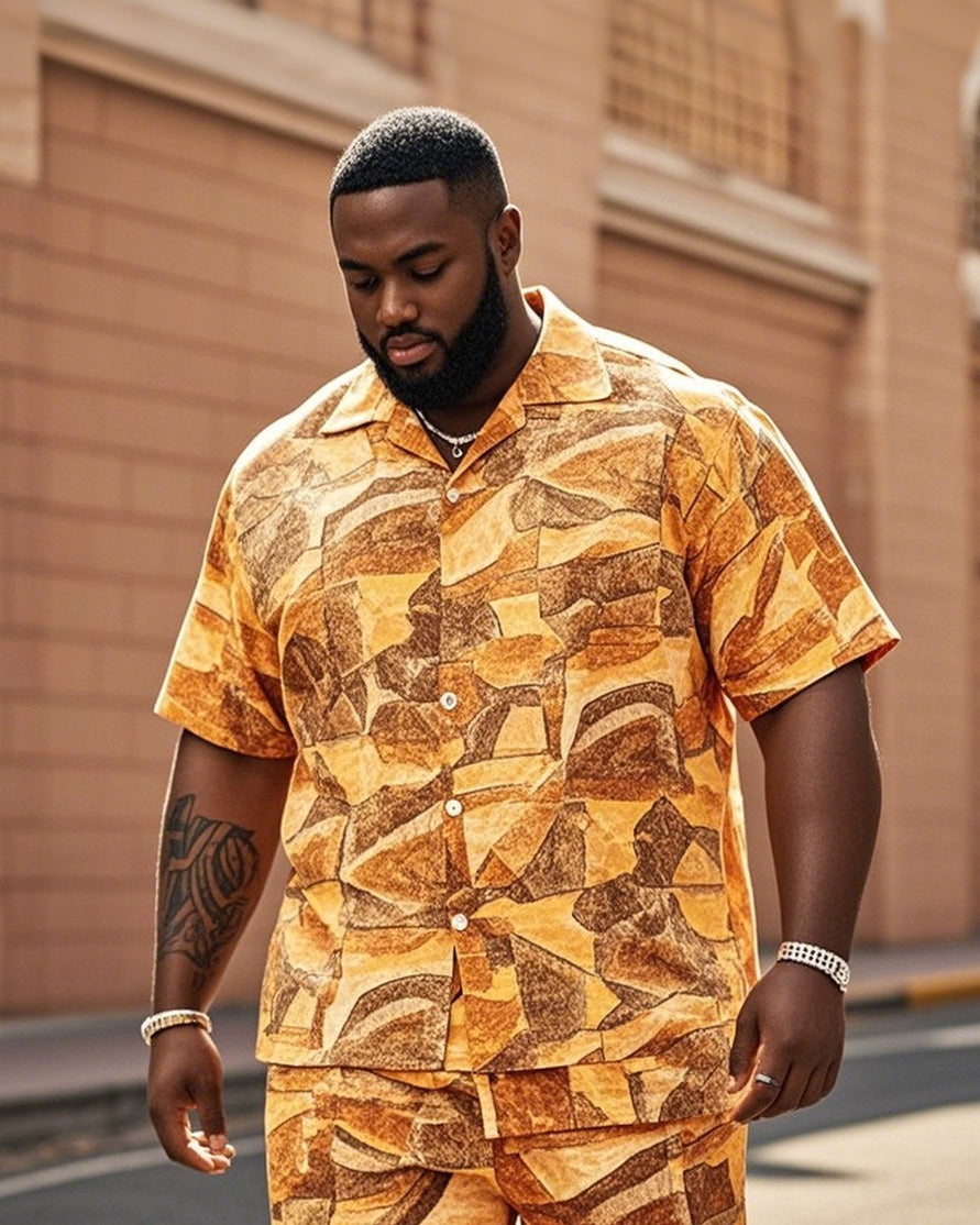 Big & Tall Geometric T-Shirt Shorts Set for big men view 2