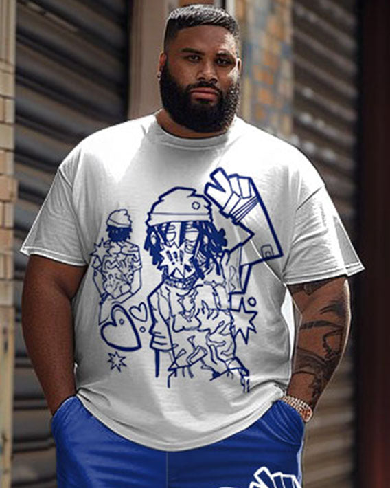 Big & Tall Graphic Graffiti T-Shirt Shorts Set for big men view 2