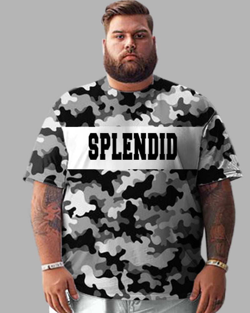 Big & Tall Colorblock Graphic T-Shirt Shorts Set for big men view 2