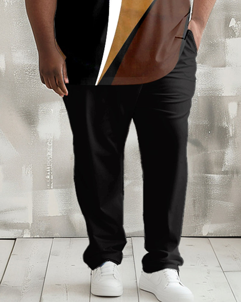 Big & Tall Colorblock Polo Pants Set for big men view 3