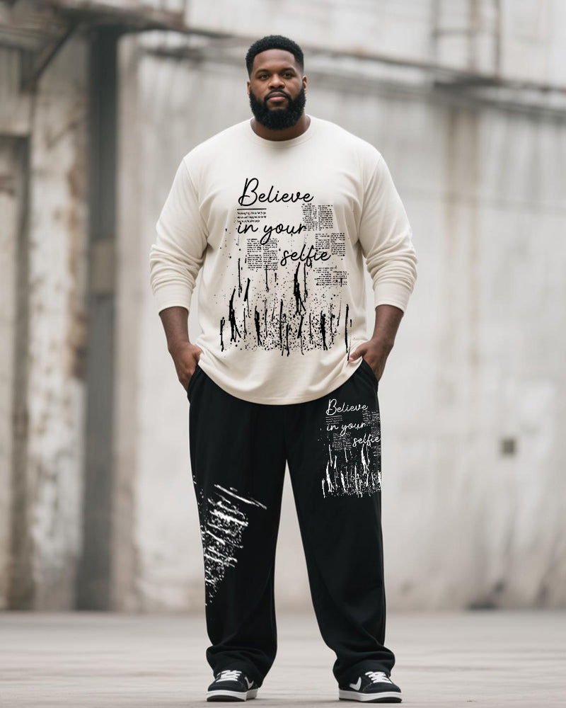 Big & Tall Graphic Graffiti T-Shirt Pants Set for big men view 1