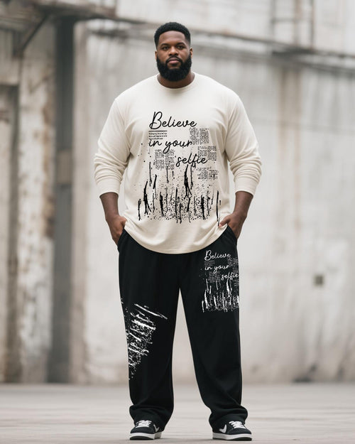 Big & Tall Graphic Graffiti T-Shirt Pants Set for big men view 1