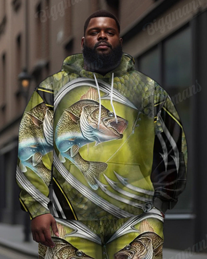 Big & Tall Graphic Streetwear Hoodie Sweatpants Set for big men view 2