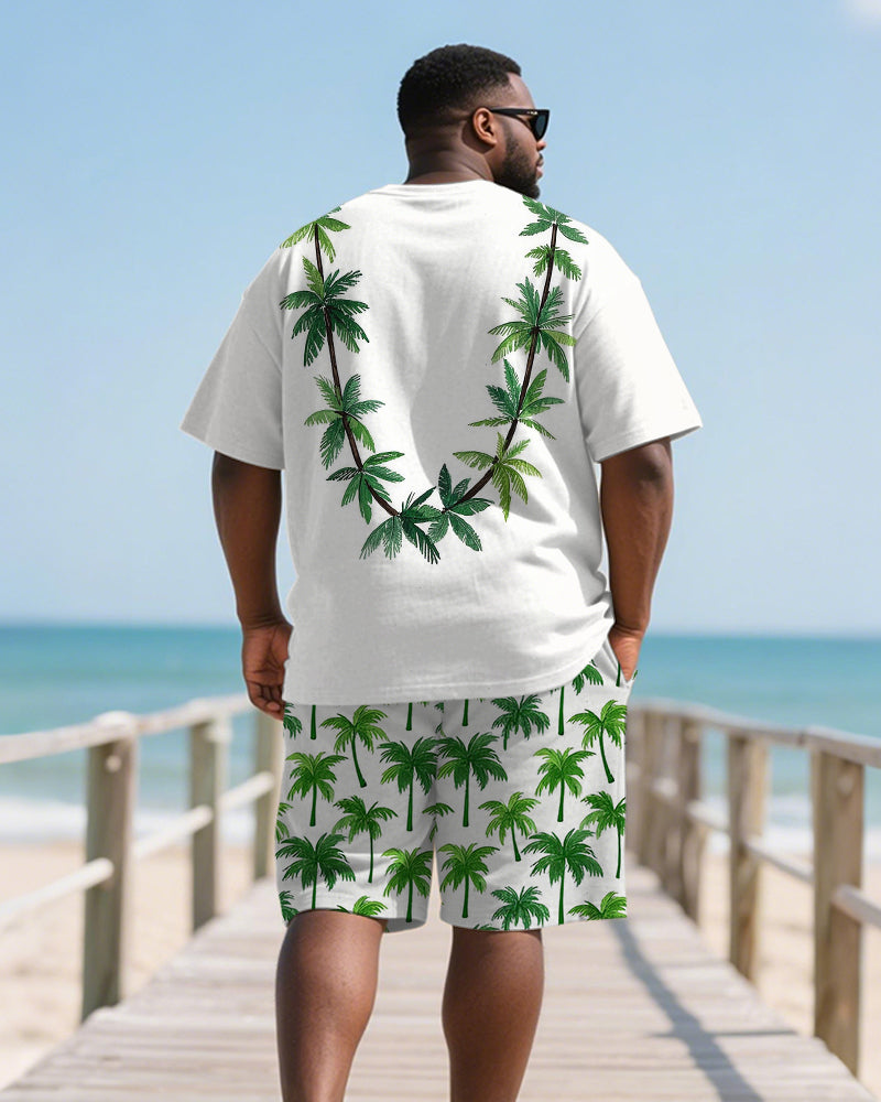 Big & Tall Hawaiian T-Shirt Shorts Set for big men view 4