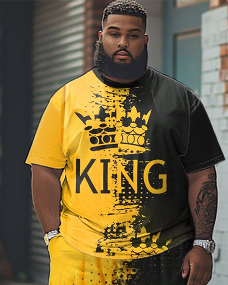 Big & Tall Graphic T-Shirt Shorts Set for big men view 2