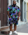 Big & Tall Graphic Floral T-Shirt Shorts Set for big men view 1