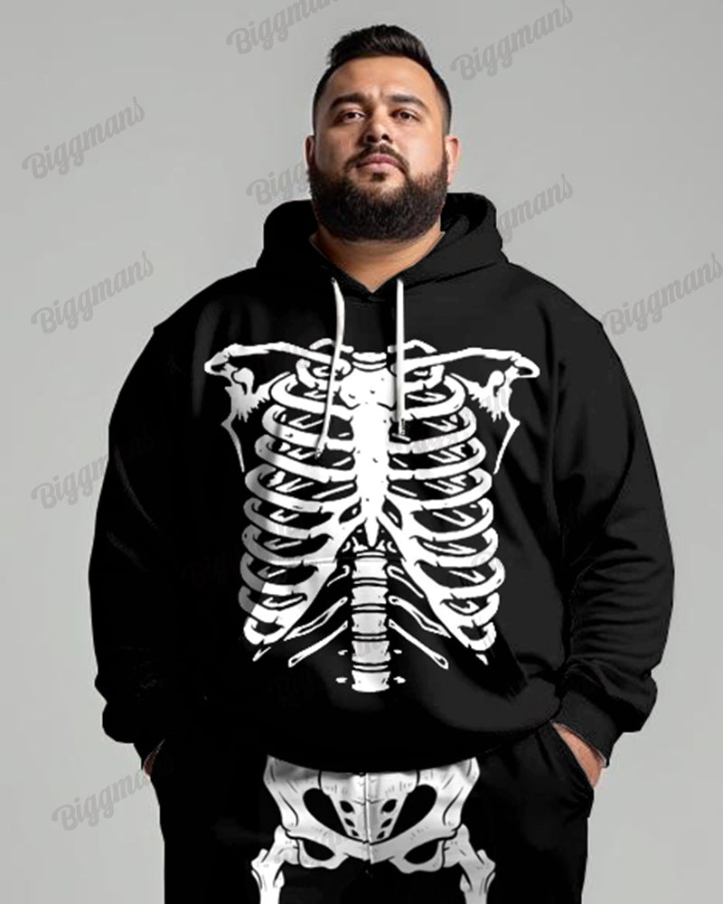Big & Tall Graphic Skull Hoodie Sweatpants Set for big men view 2