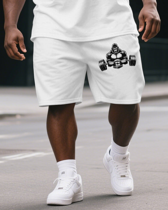 Big & Tall Graphic Streetwear T-Shirt Shorts Set for big men view 3