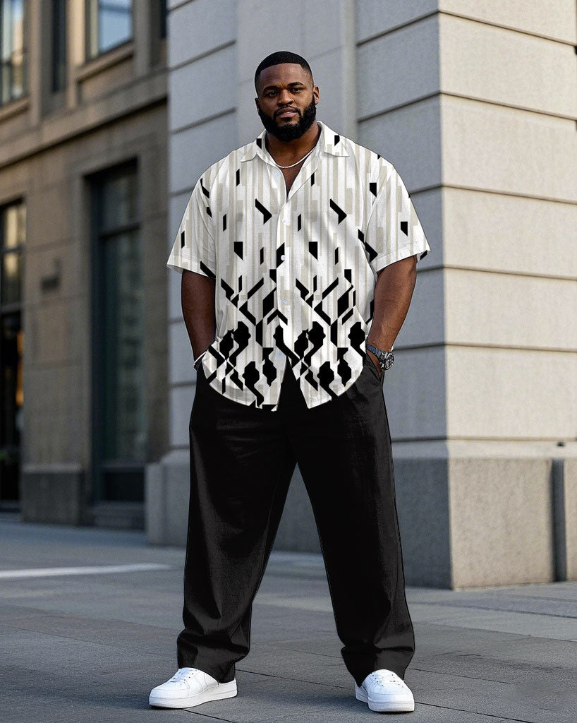 Big & Tall Gradient Geometric T-Shirt Pants Set for big men view 1