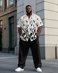 Big & Tall Gradient Geometric T-Shirt Pants Set for big men view 1