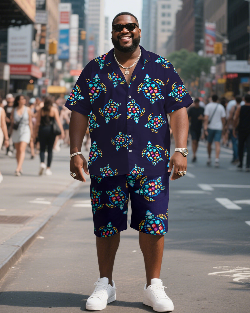 Big & Tall Graphic T-Shirt Shorts Set for big men view 1