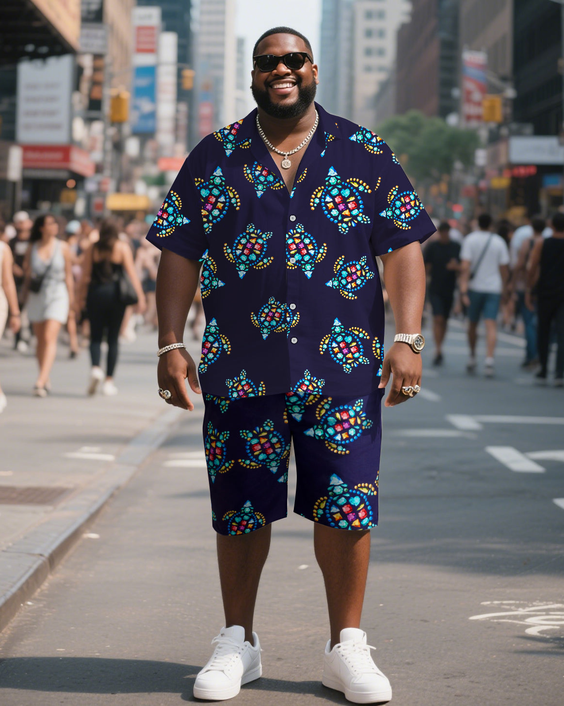 Big & Tall Graphic T-Shirt Shorts Set for big men view 1