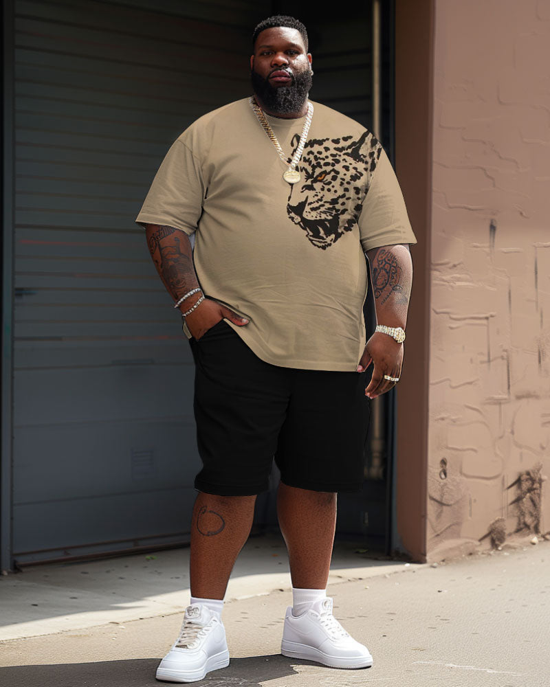Big & Tall Graphic Streetwear T-Shirt Shorts Set for big men view 2