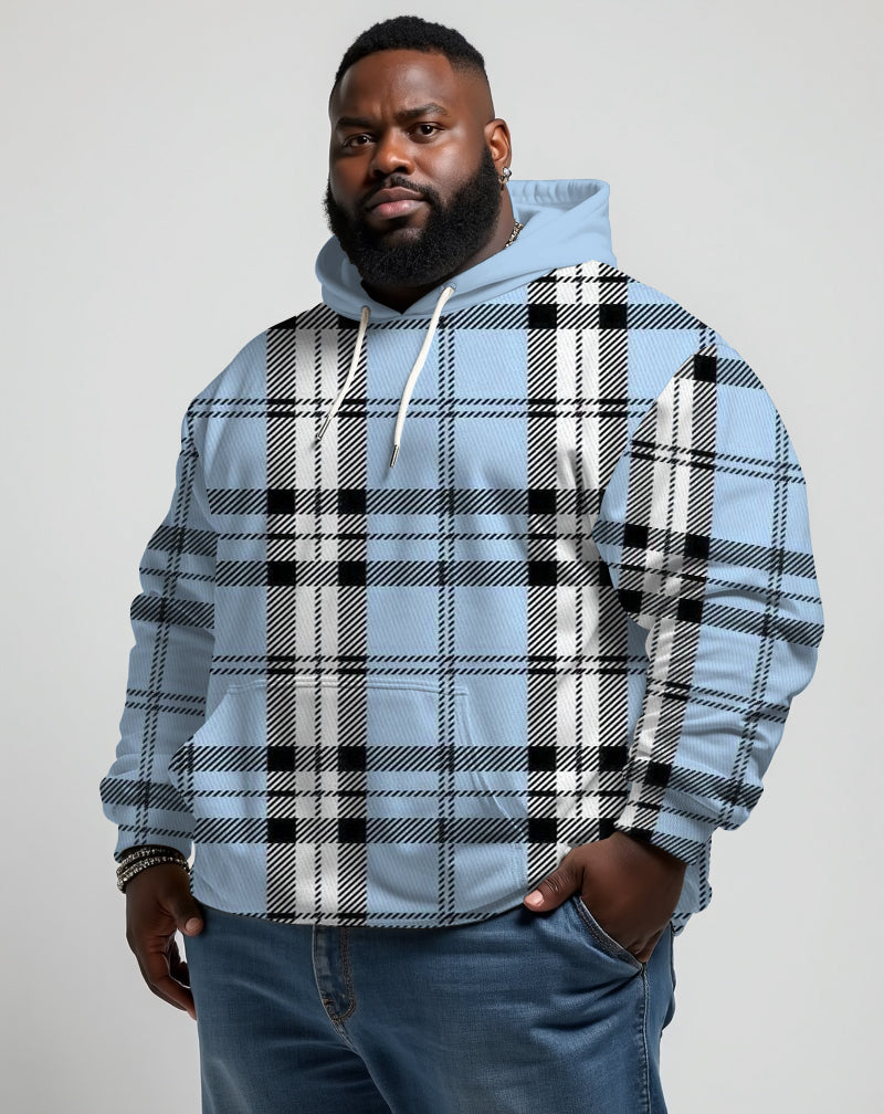 Big & Tall Blue Plaid Hoodie for big men view 2