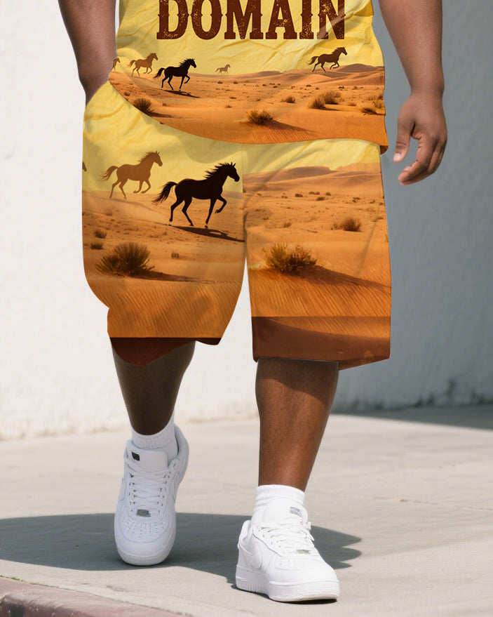 Big & Tall Graphic Graffiti Polo Shorts Set for big men view 3