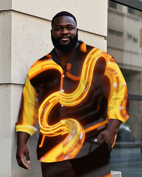 Big & Tall Geometric T-Shirt Pants Set for big men view 1