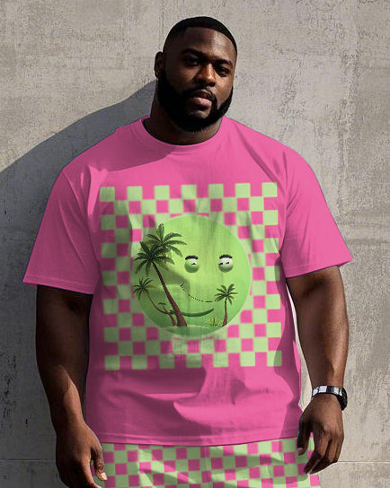 Big & Tall Hawaiian Smiley T-Shirt Shorts Set for big men view 2