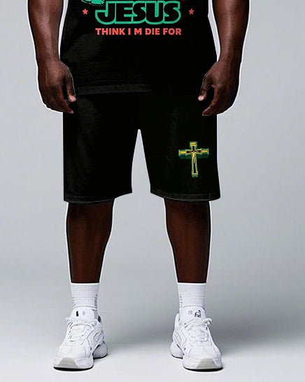 Big & Tall Streetwear T-Shirt Shorts Set for big men view 3