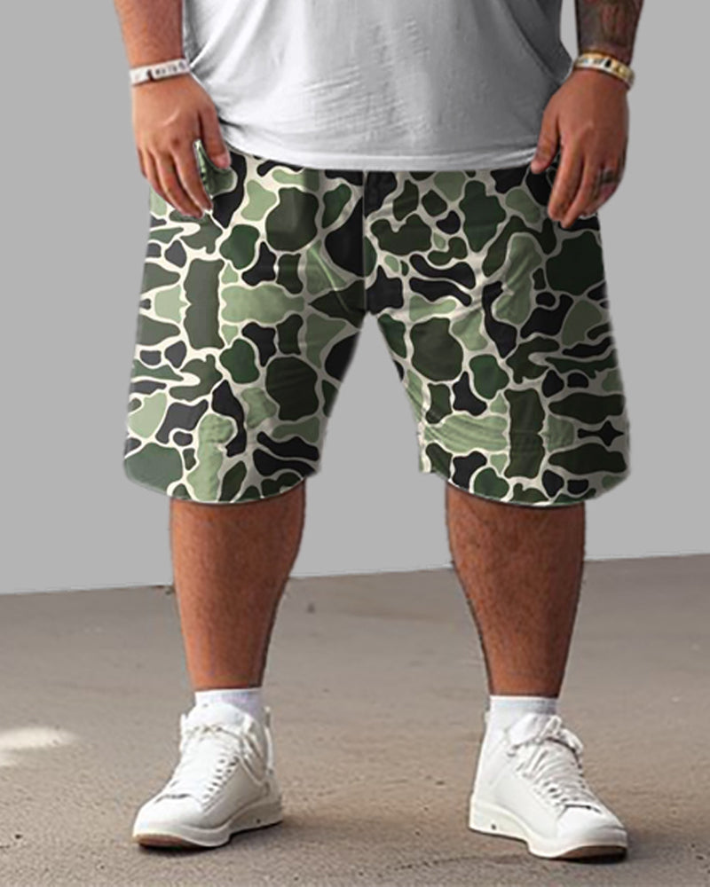 Big & Tall Graphic Camouflage T-Shirt Shorts Set for big men view 3