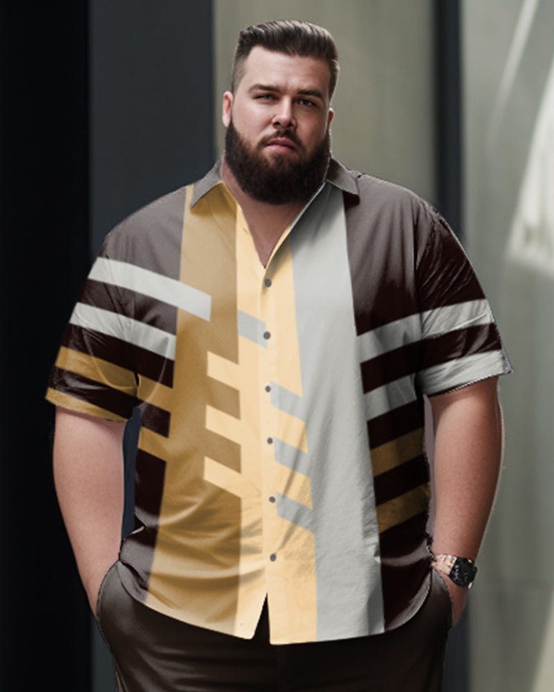 Big & Tall Colorblock Shirt Pants Set for big men view 2