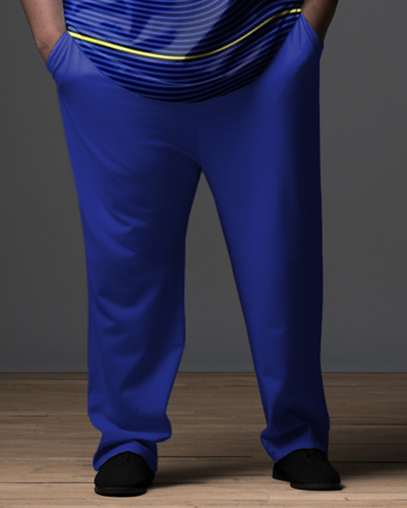 Big & Tall Blue Gradient Polo Pants Set for big men view 3