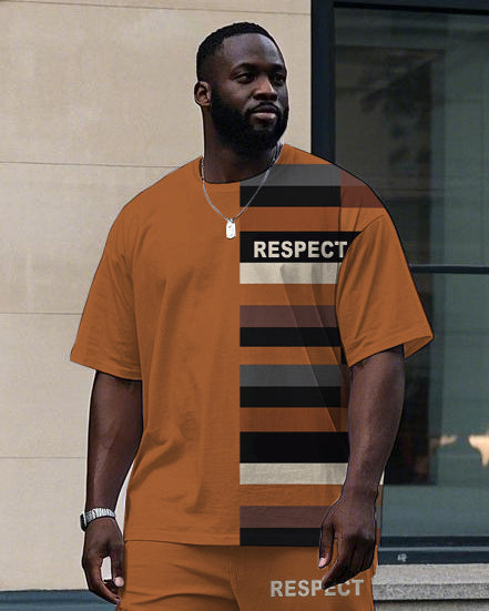Big & Tall Colorblock Striped T-Shirt Pants Set for big men view 2