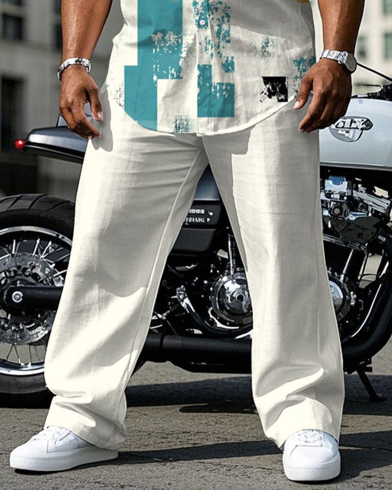 Big & Tall Business Casual T-Shirt Pants Set for big men view 3