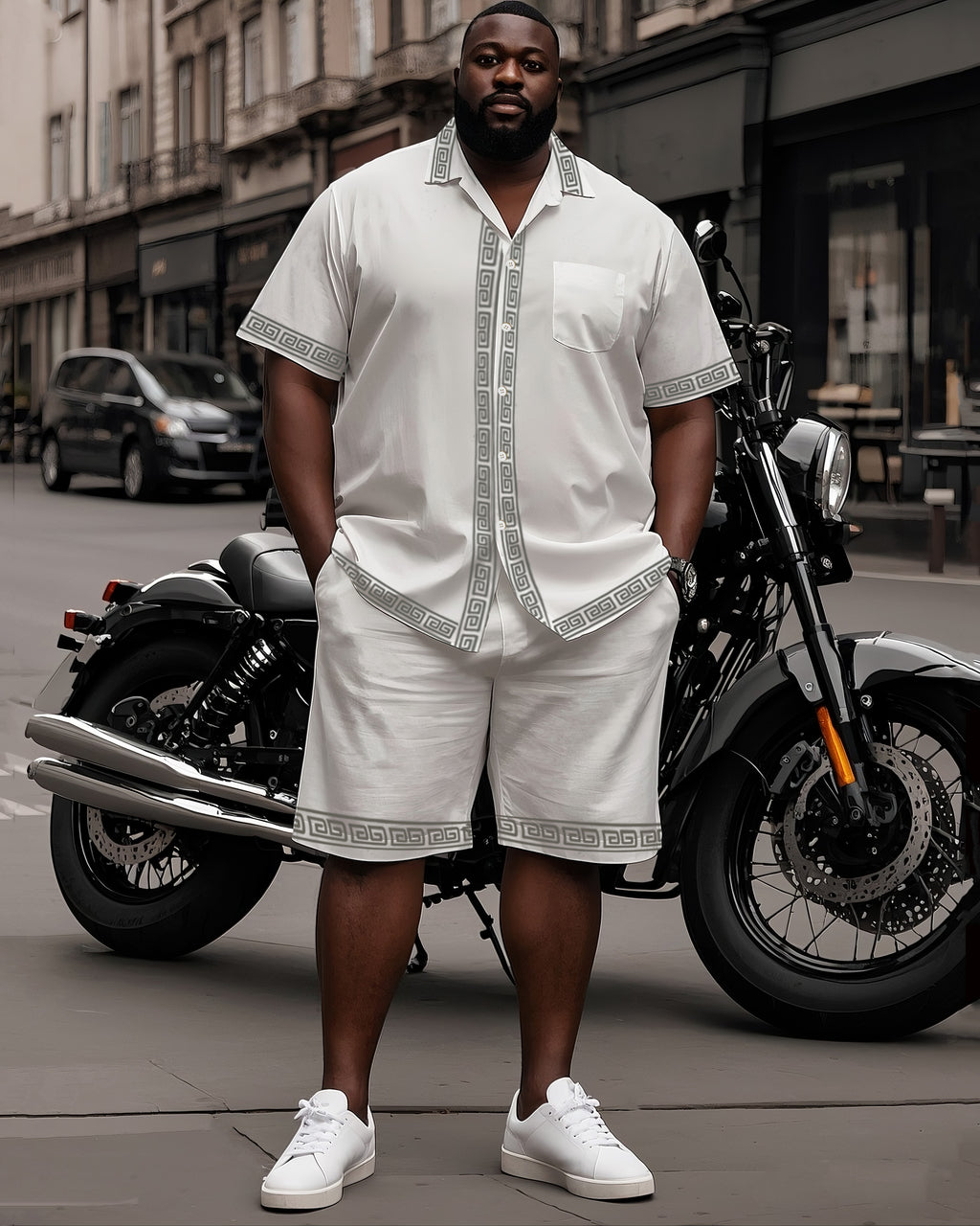 Big & Tall Colorblock T-Shirt Shorts Set for big men view 2