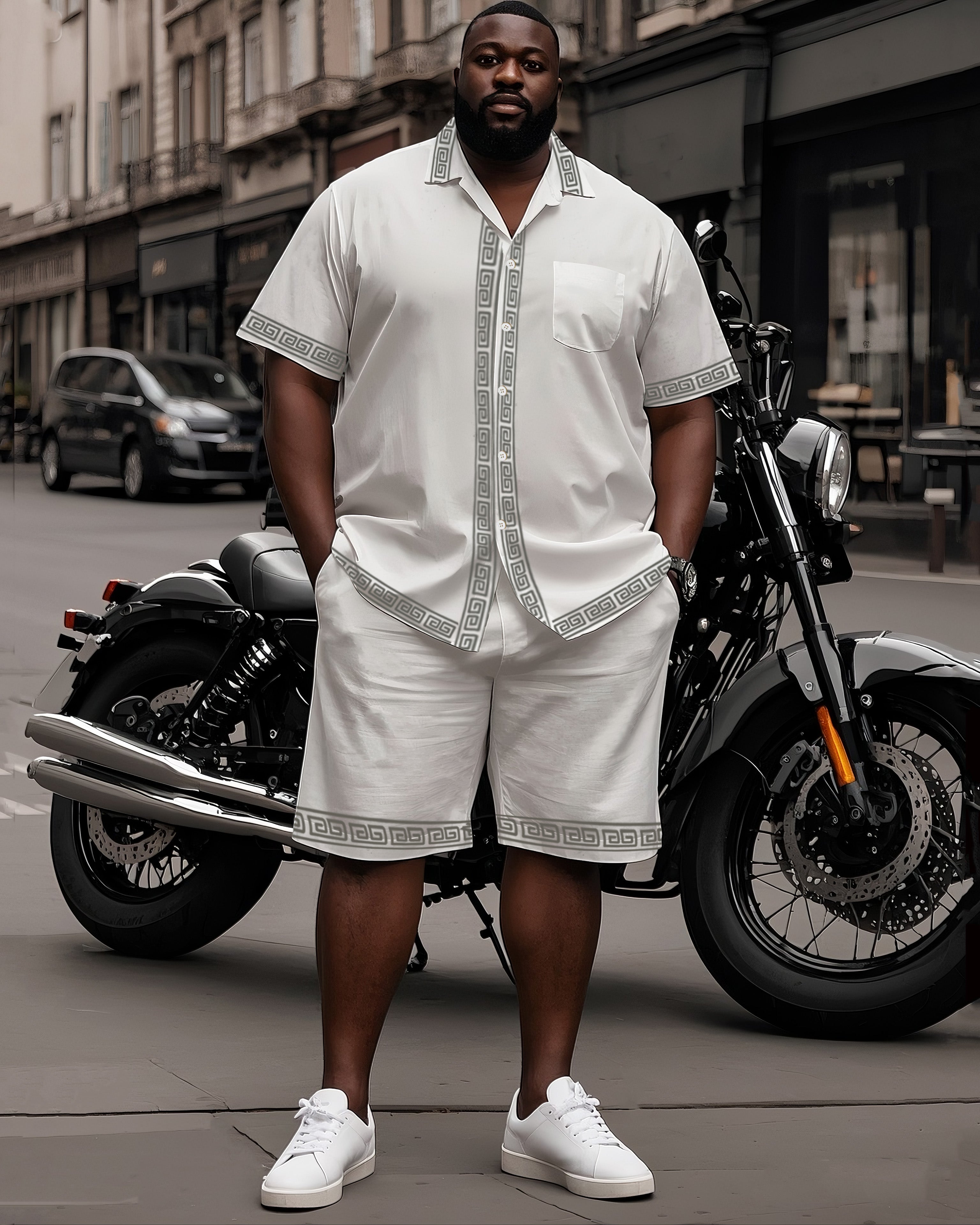 Big & Tall Colorblock T-Shirt Shorts Set for big men view 2