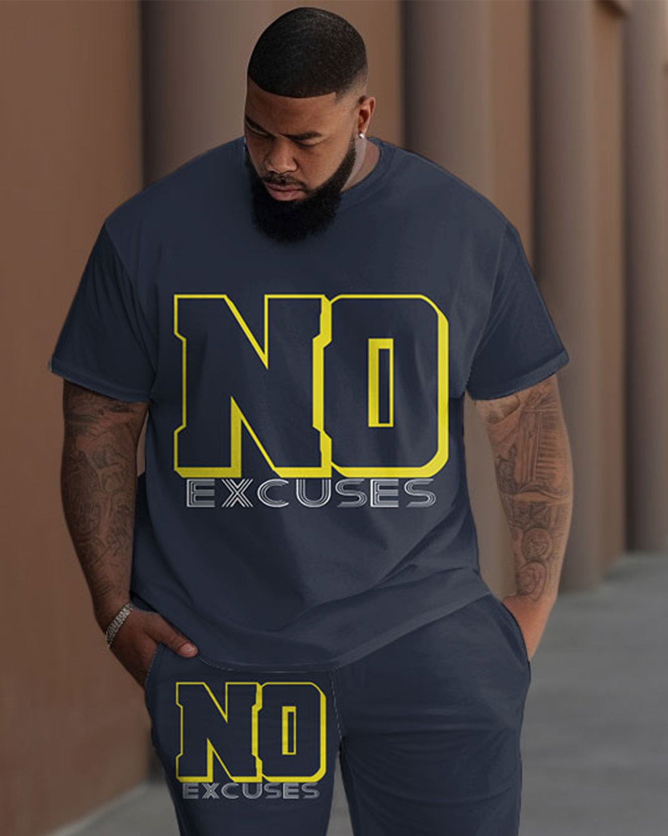 Big & Tall Graphic T-Shirt Pants Set for big men view 2