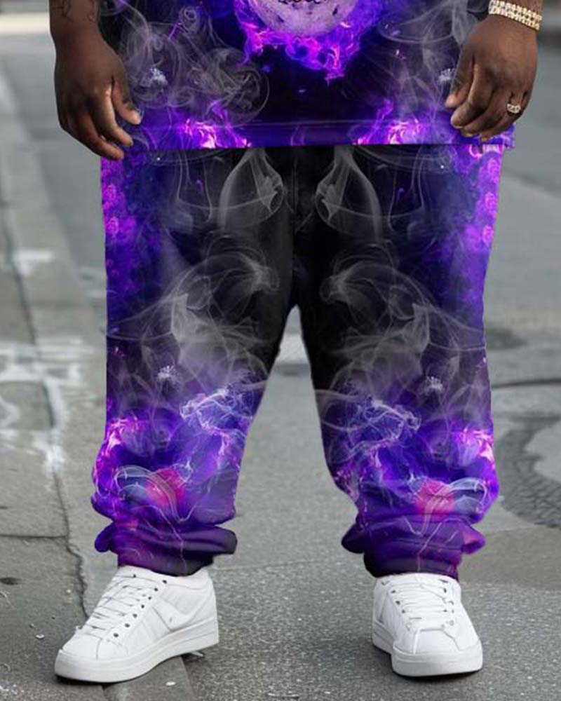 Big & Tall Purple Graphic T-Shirt Pants Set for big men view 3