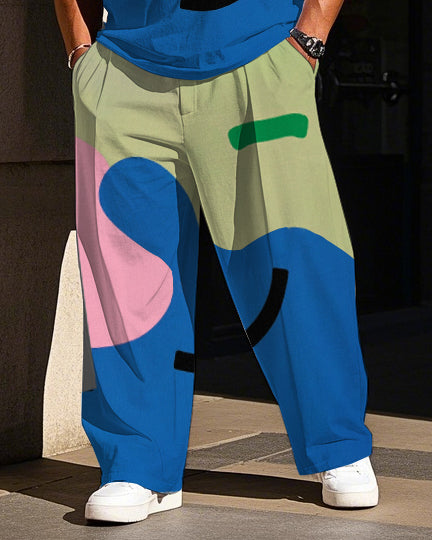 Big & Tall Colorblock Striped Vest Pants Set for big men view 3