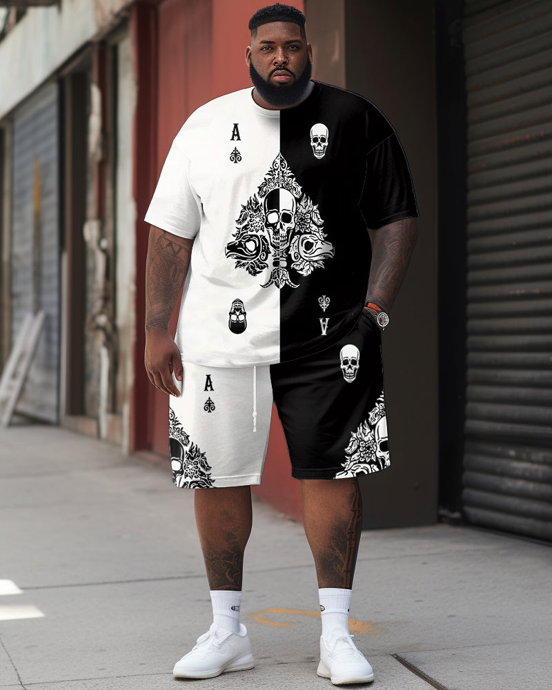 Big & Tall Graphic Streetwear Skull Two-piece Set for big men view 1