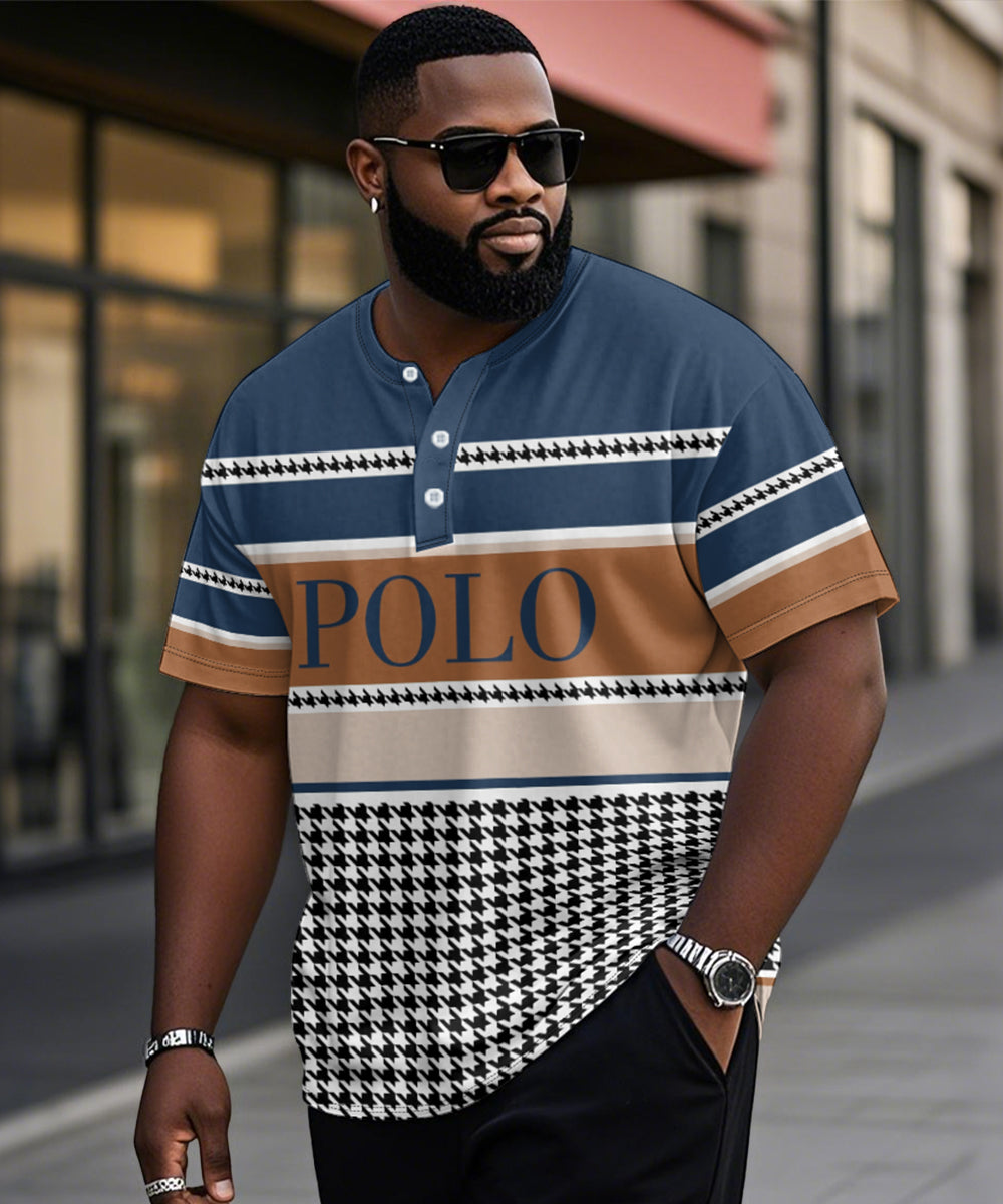 Big & Tall Blue Colorblock Graphic T-Shirt for big men view 1