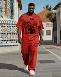Big & Tall Black Red Juneteenth Two-piece Set for big men view 1