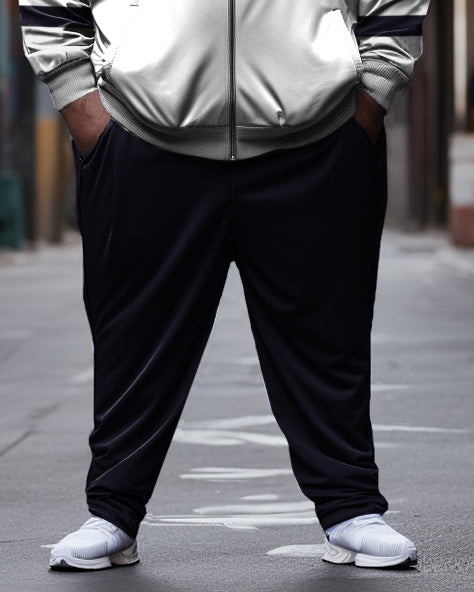 Big & Tall White Colorblock Hoodie Sweatpants Set for big men view 3