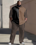 Big & Tall Plaid Patchwork Two-piece Set for big men view 1