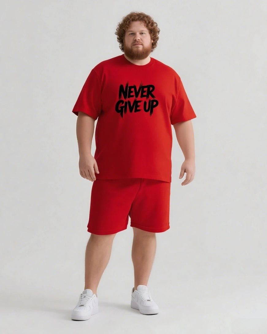 Big & Tall Graphic Streetwear T-Shirt Shorts Set for big men view 7