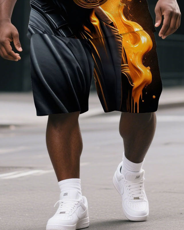 Big & Tall Graphic T-Shirt Shorts Set for big men view 3