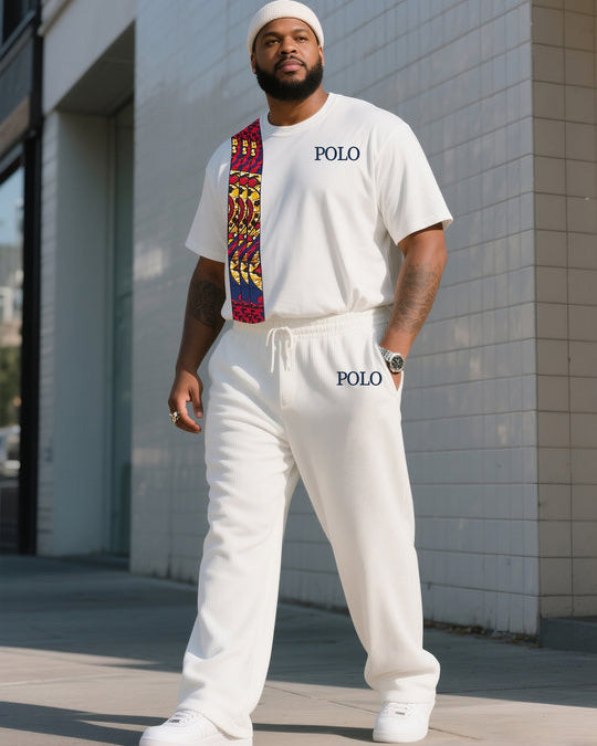 Big & Tall Striped Graphic Two-piece Set for big men view 1