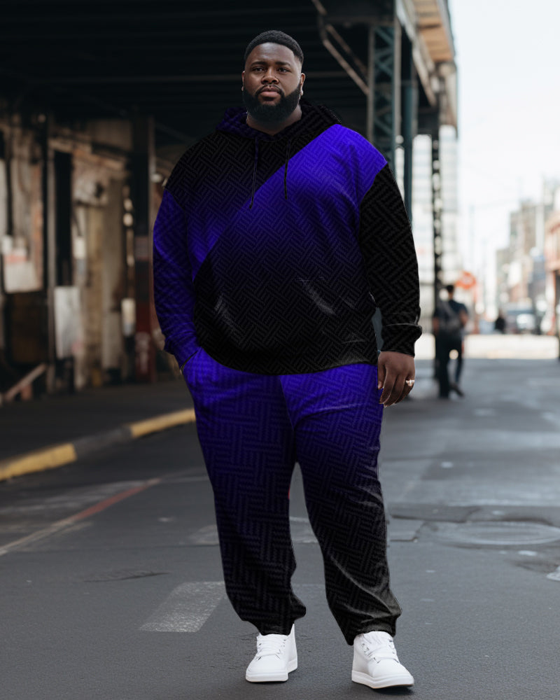 Big & Tall Geometric Streetwear Hoodie Sweatpants Set for big men view 1