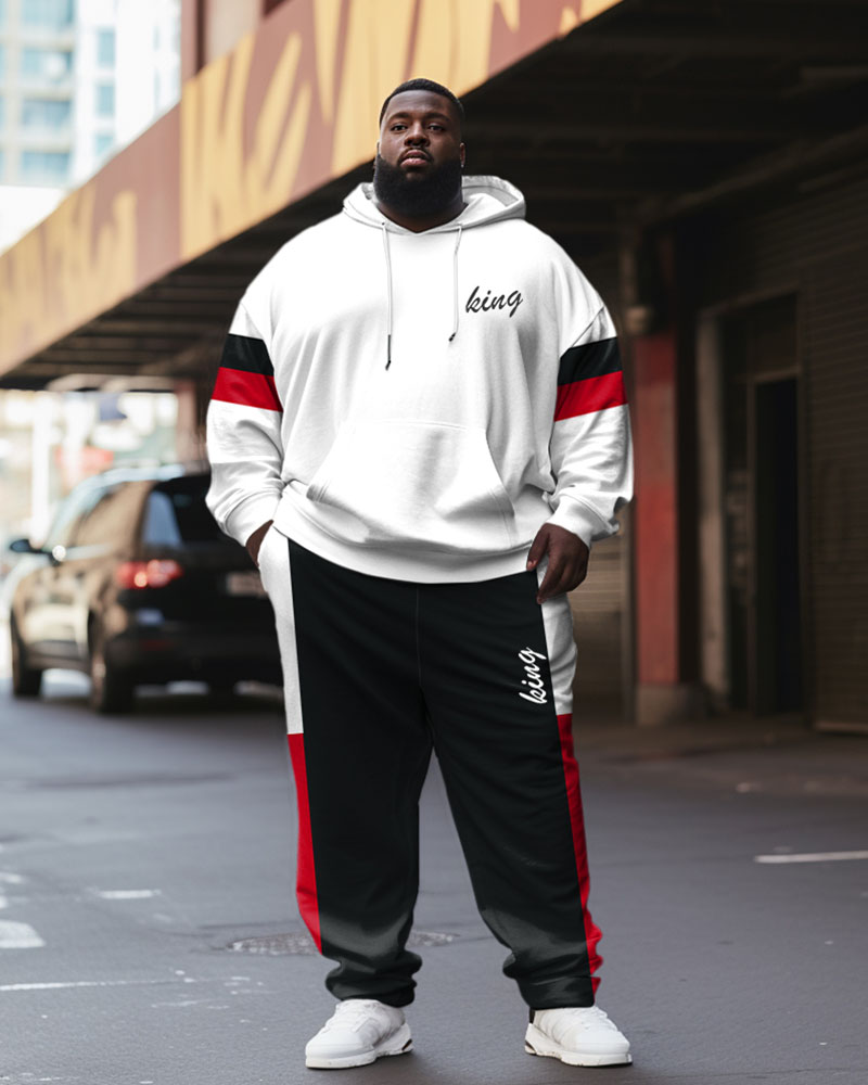 Big & Tall Colorblock Graphic Hoodie Sweatpants Set for big men view 1