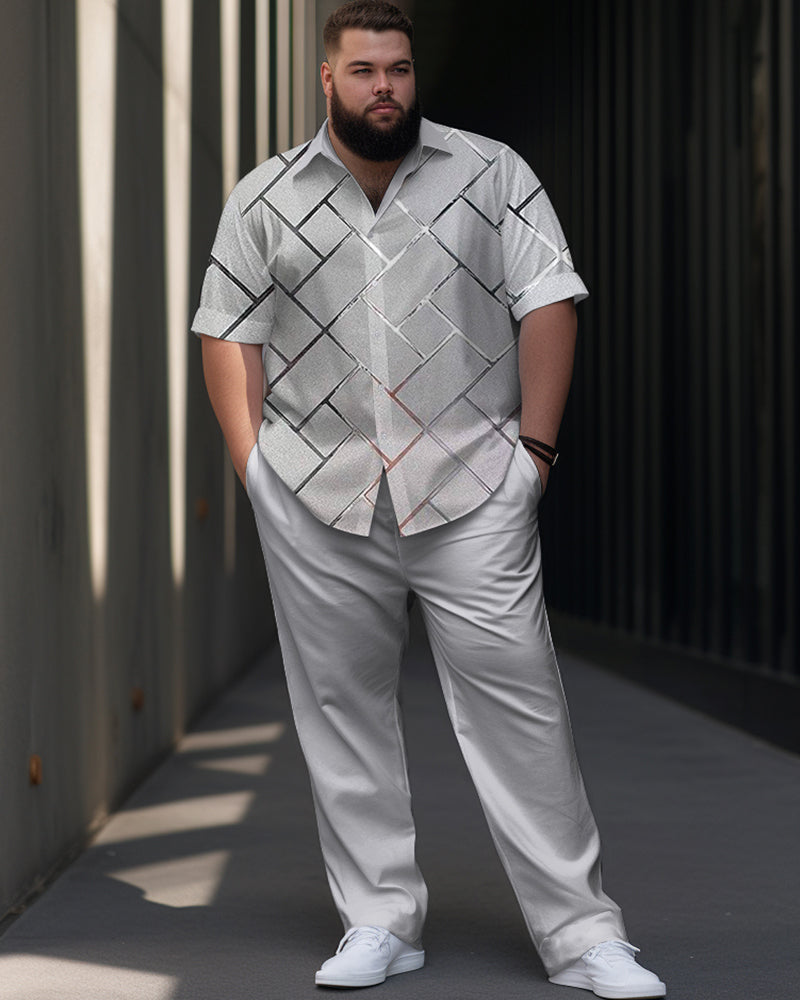 Big & Tall Graphic Business Casual Shirt Pants Set for big men view 1