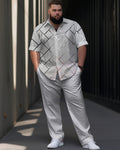 Big & Tall Graphic Business Casual Shirt Pants Set for big men view 1
