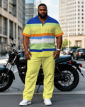 Big & Tall Striped T-Shirt Pants Set for big men view 1