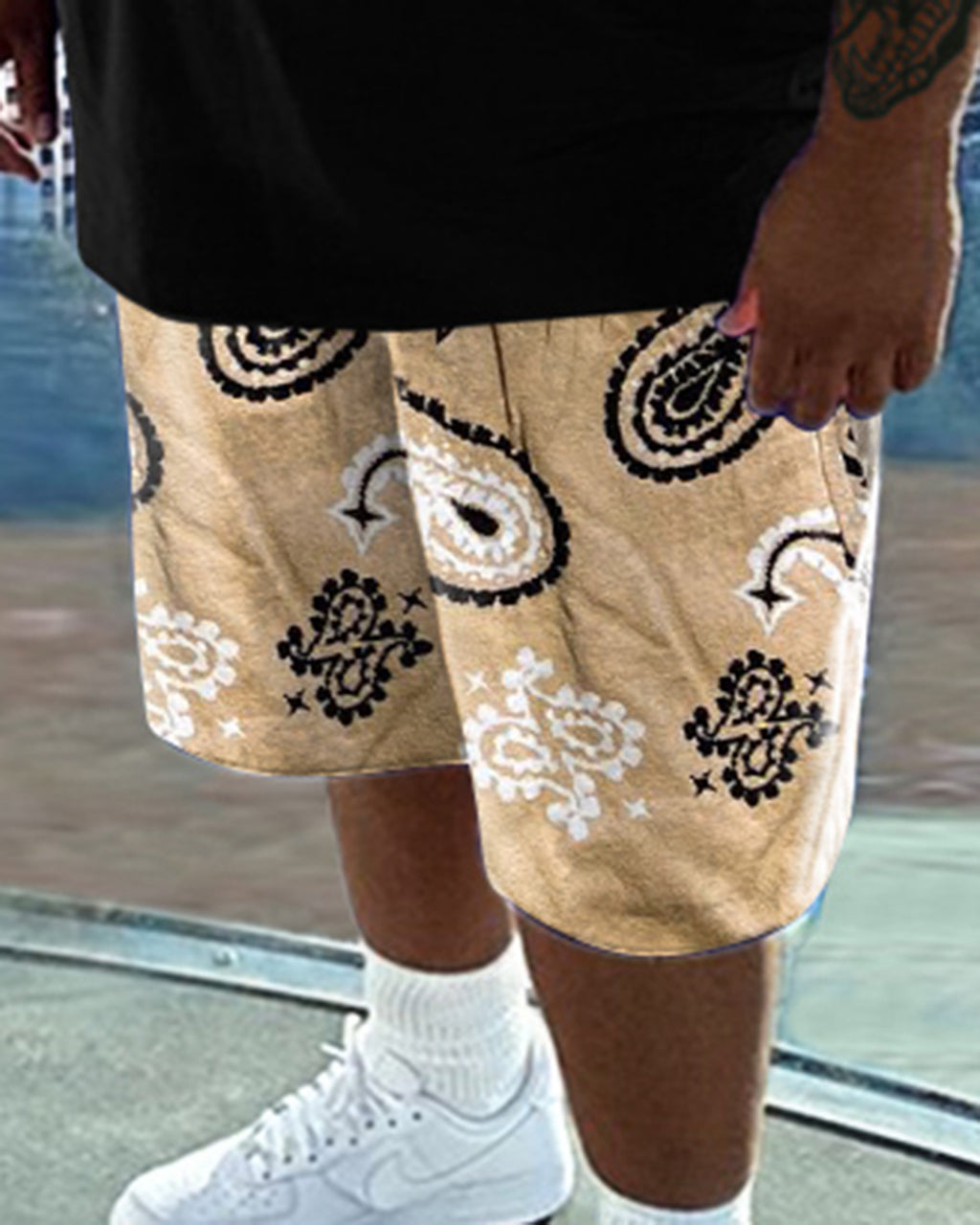 Big & Tall Streetwear T-Shirt Shorts Set for big men view 3